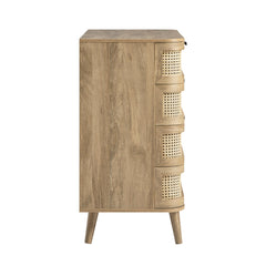 Regal Curved Rattan Chest of 5 Drawers, Natural