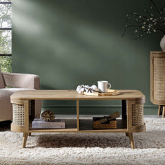 Regal Curved Rattan Coffee Table, Natural