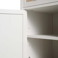 Nordic Woven Rattan 3-Drawer Desk, White