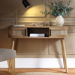 Regal Curved Rattan 2-Door Table, Natural