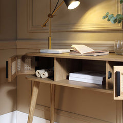 Regal Curved Rattan 2-Door Table, Natural