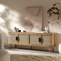 Regal Curved Rattan 160cm Wide TV Unit, Natural