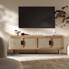 Regal Curved Rattan 160cm Wide TV Unit, Natural