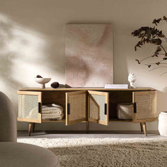 Regal Curved Rattan 160cm Wide TV Unit, Natural