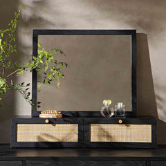 Nordic Woven Rattan Vanity Mirror, White