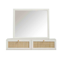 Nordic Woven Rattan Vanity Mirror, White