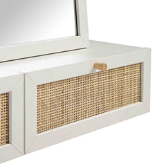 Nordic Woven Rattan Vanity Mirror, White