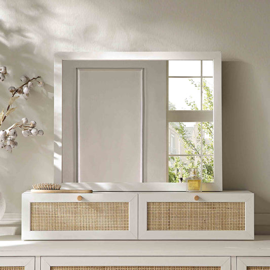 Nordic Woven Rattan Vanity Mirror, White