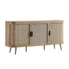 Regal Curved Rattan Large 3-Door Sideboard, Natural