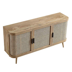 Regal Curved Rattan Large 3-Door Sideboard, Natural