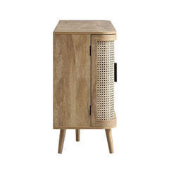 Regal Curved Rattan Large 3-Door Sideboard, Natural