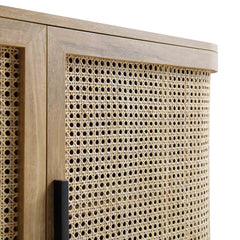 Regal Curved Rattan Large 3-Door Sideboard, Natural