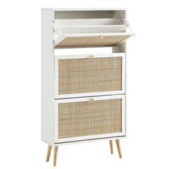 Nordic Rattan 3 Tier Shoe Storage Cabinet, White