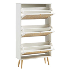 Nordic Rattan 3 Tier Shoe Storage Cabinet, White