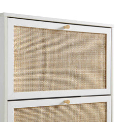 Nordic Rattan 3 Tier Shoe Storage Cabinet, White