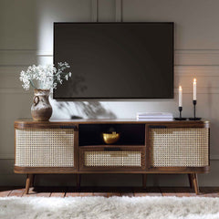 Regal Curved Rattan 160cm Wide TV Unit, Natural
