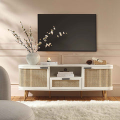 Regal Curved Rattan 160cm Wide TV Unit, Natural