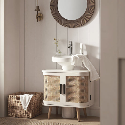 Regal Curved Rattan Undersink Unit, White