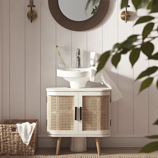 Regal Curved Rattan Undersink Unit, White