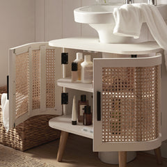 Regal Curved Rattan Undersink Unit, White
