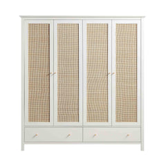 Nordic Rattan 4-Door Wardrobe with 2 Drawers, White