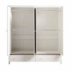 Nordic Rattan 4-Door Wardrobe with 2 Drawers, White