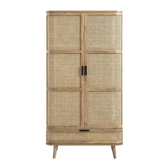 Regal Curved Rattan Double Wardrobe, Natural