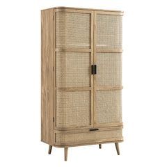 Regal Curved Rattan Double Wardrobe, Natural
