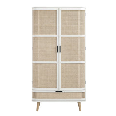 Regal Curved Rattan Double Wardrobe, Natural