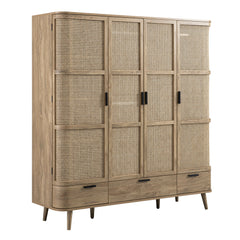 Regal Curved Rattan 4-Door Wardrobe, Natural