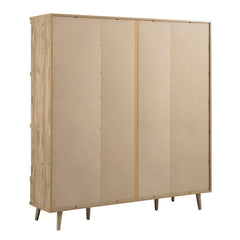 Regal Curved Rattan 4-Door Wardrobe, Natural