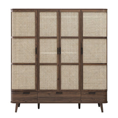 Regal Curved Rattan 4-Door Wardrobe, Natural