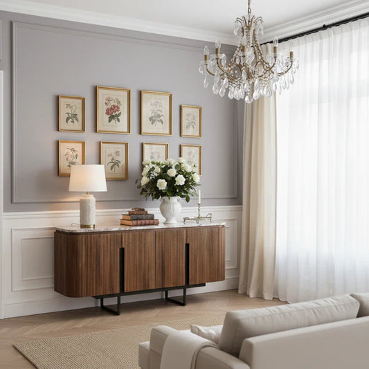 Marble Top Sideboard in Solid Wood Tv Unit