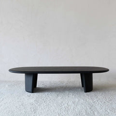 Tatvaacasa Black Wooden Oval Coffee Table