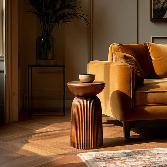 Brown Round Side Table