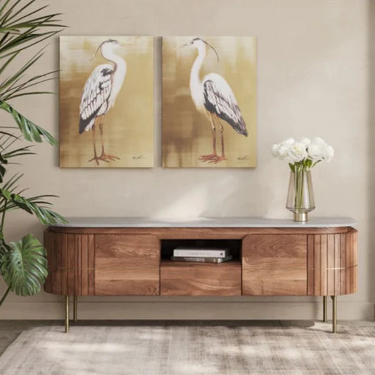 Tatvaacasa Solid Wood TV Unit | Marble Top