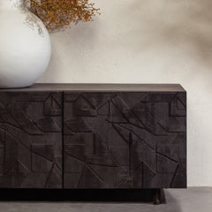 Handicraft TV Cabinet Counter (Black Wood )
