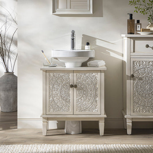 Signature Whitewashed Carved Bathroom Undersink Unit