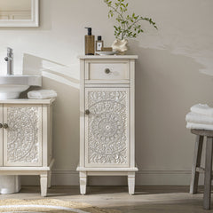 Signature Whitewashed Carved Bathroom Cupboard