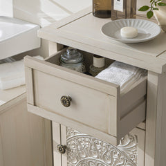 Signature Whitewashed Carved Bathroom Cupboard