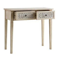 Signature Whitewashed Carved Console/ Dressing Table
