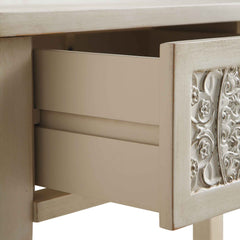 Signature Whitewashed Carved Console/ Dressing Table