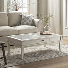 Signature Whitewashed Coffee Table with Drawers