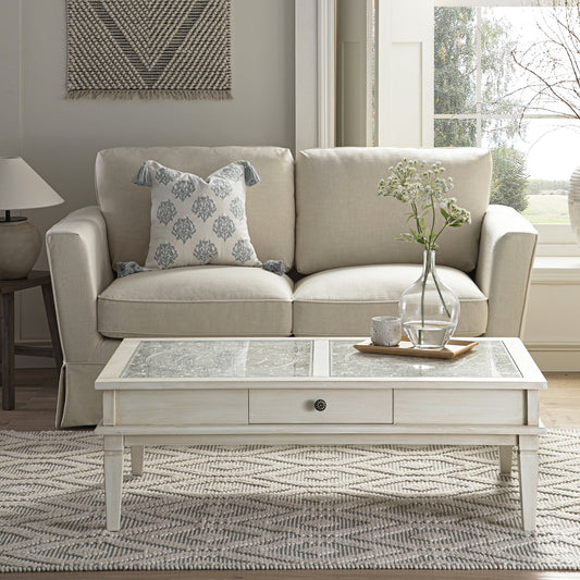 Signature Whitewashed Coffee Table with Drawers