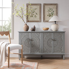 Signature Whitewashed Carved Large Sideboard