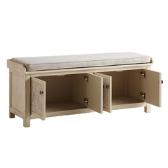 Signature Whitewashed Carved Storage Bench