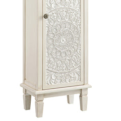 Signature Whitewashed Carved Bathroom Tallboy Cabinet