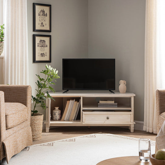Signature Whitewashed Corner TV Unit