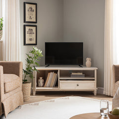 Signature Whitewashed Corner TV Unit