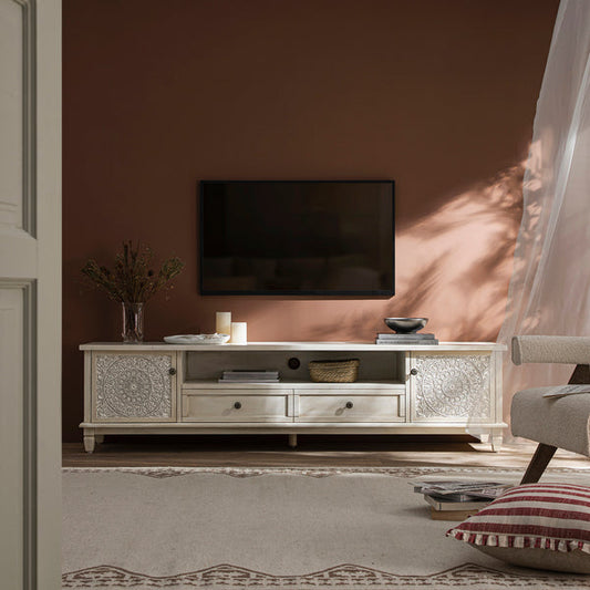 Signature Whitewashed 200cm Wide TV Unit